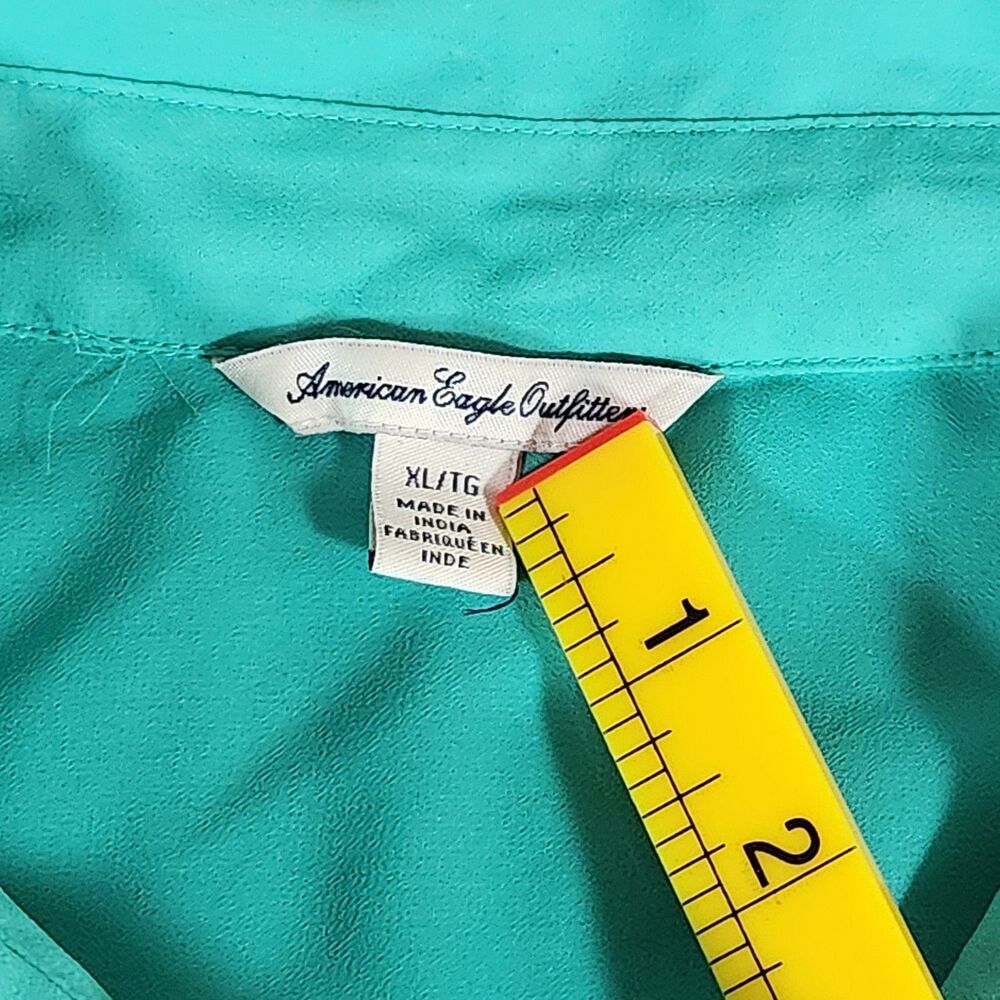 American Eagle Outfitters Lightweight Semi-Sheer Teal Blouse Size XL